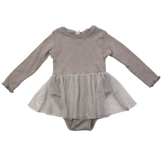 Zara Ribbed Tulle Skirted Bodysuit Dress - Picture 1 of 6